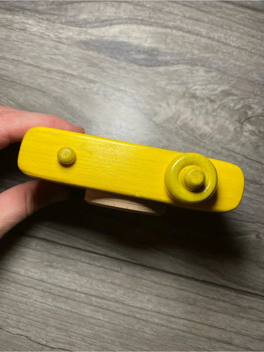 EUC Yellow Wooden Toy Camera - Kids Role Play Camera Waldorf Montessori